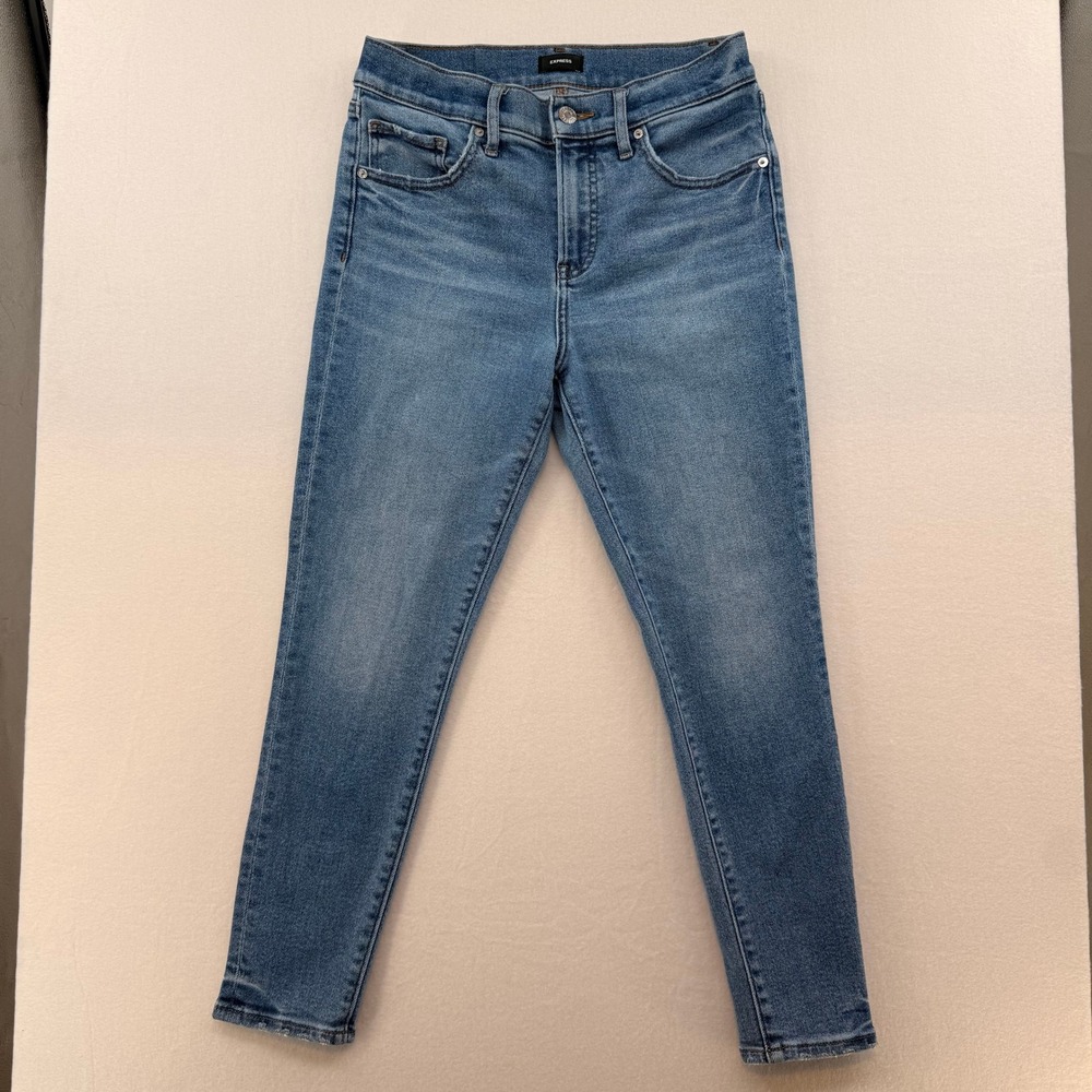Express Skinny Mid Rise Hyper Sculpt Hyper Stretch Jeans Medium Wash 6S
